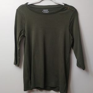 Chico's The Ultimate Tee, Olive, Size 0P